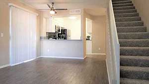 Living room, kitchen, stairs